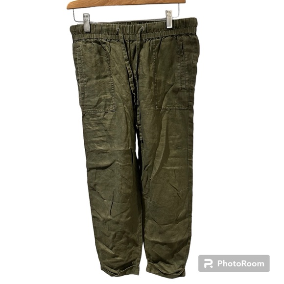 Lord & Taylor Petite 100% Linen Pants Army‎ Green Size Small - Picture 1 of 6
